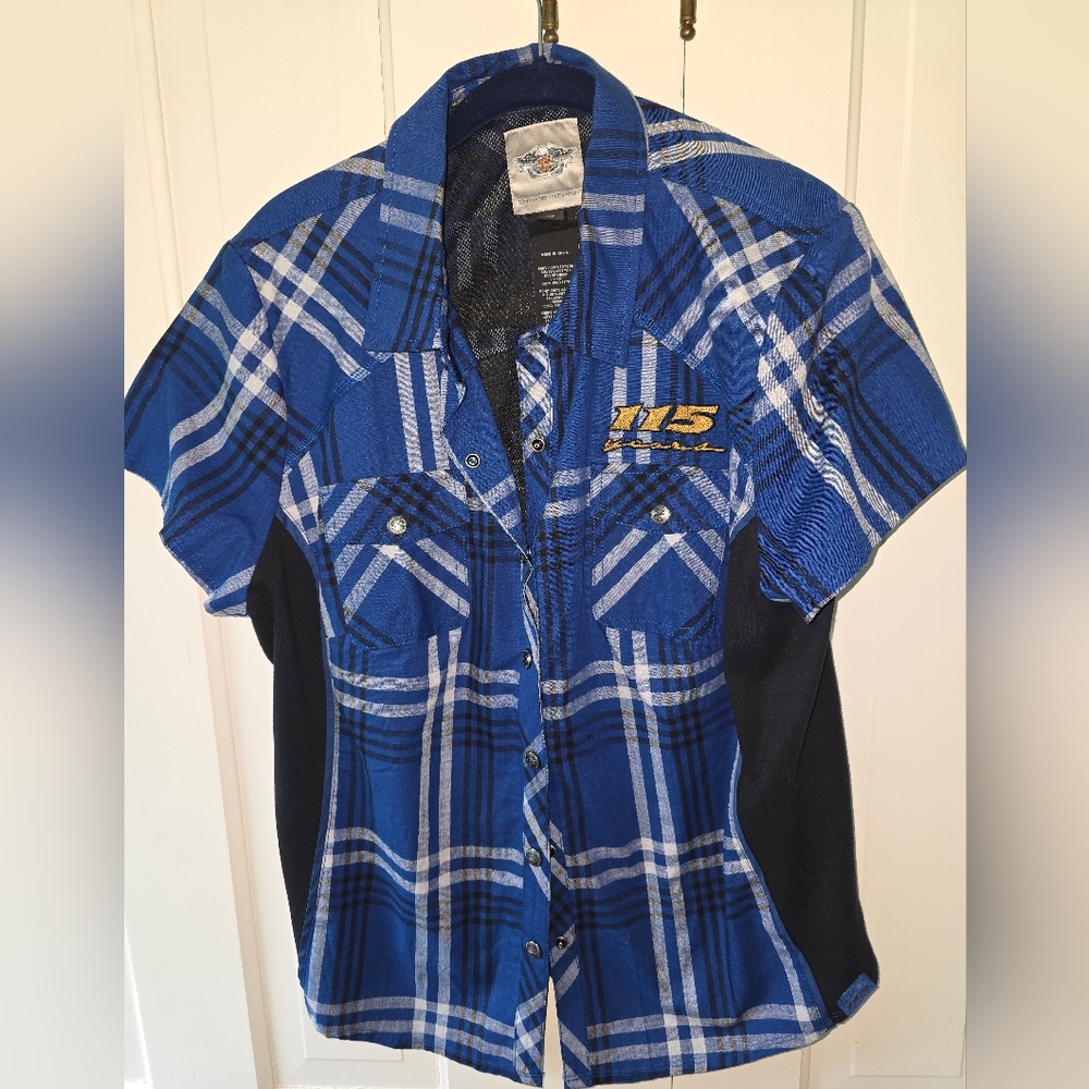 NWOT Harley-Davidson Blue Casual Snap Down Shirt